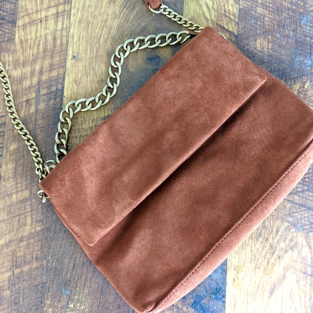 Express Faux Suede Chain Strap Handbag